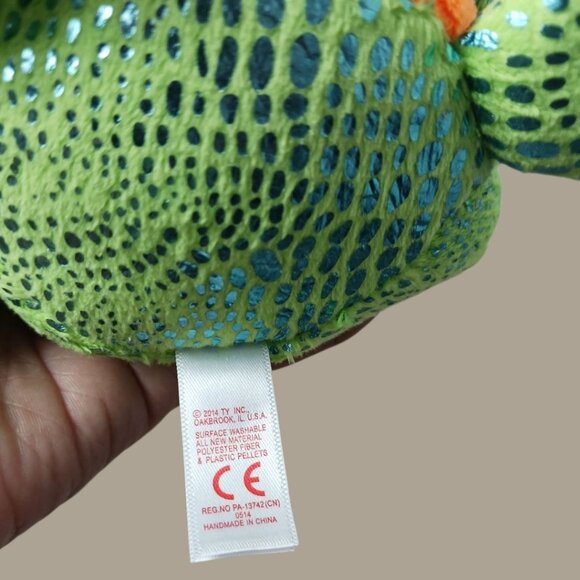 Ty Beanie Vtg Boo Speckles The Frog Plush Toy With Glitter Spots & Orange Belly - Picture 7 of 12